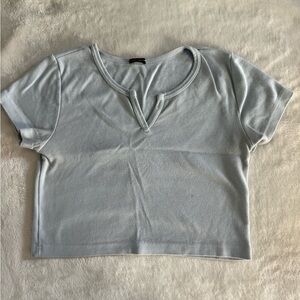 Brandy Melville Gray Fitted Crop T-Shirt Short Sleeve